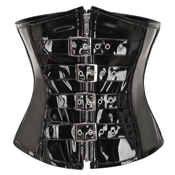 PVC Underbust Bustier para Mulheres, Brilhante Couro PU, Espartilho Steampunk, Sexy Body Shaper, Waist Cincher, Vermelho e Preto, Plus Size - AliExpress