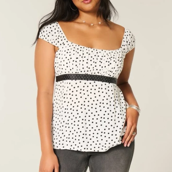 Hollister Women's Easy Satin Tie Babydoll Top