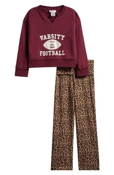 Tween Diva Girls' Leopard-Printed Fleece Sweatshirt & Leggings Set