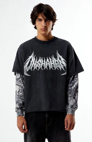 Unshaken Cropped Camo 2fer Long Sleeve T-Shirt