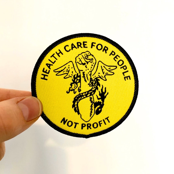 Health Care For People Not Profit Patch Iron On Embroidered Woven Vintage Remake