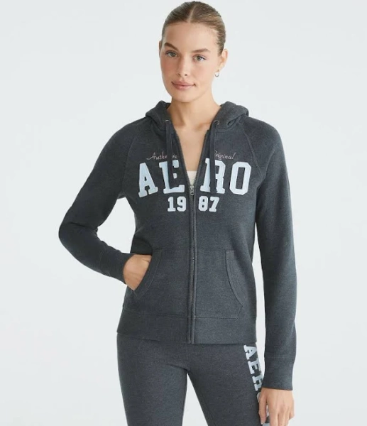 Aeropostale Women's 1987 Full-Zip Cotton Hoodie