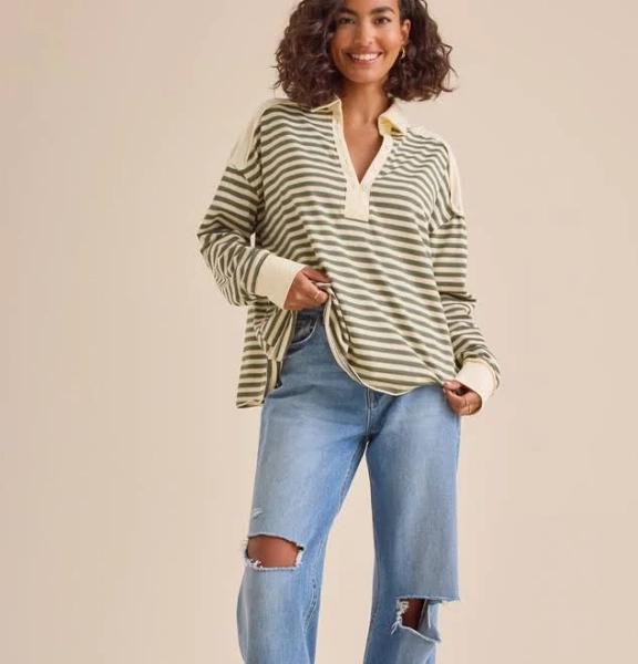 Altar'd State Aileen Oversized Striped Polo