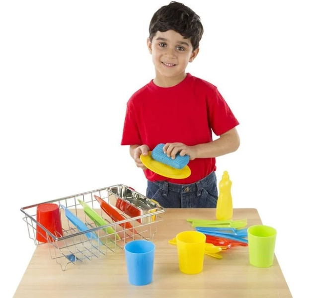 Melissa & Doug Let's Play House! Wash & Dry Dish Set