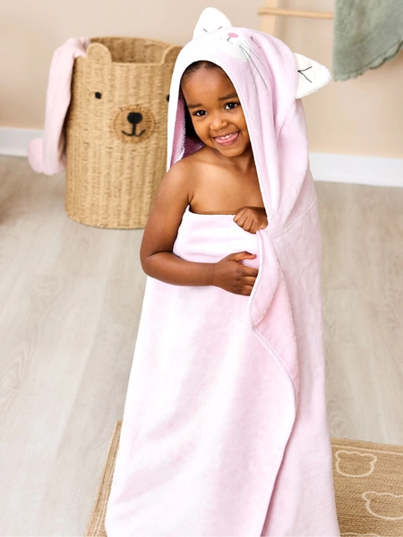 NEED - JoJo Maman Bébé Pink Cat Large Hooded Towel