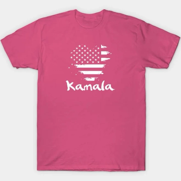 Kamala American Flag Heart T-Shirt