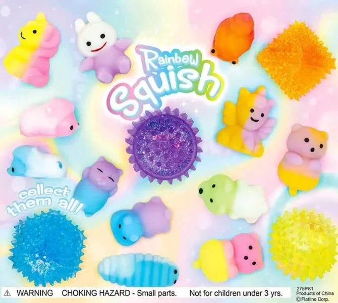 Rainbow Squish Animal Toys – 2′′ Capsules (250 Count)