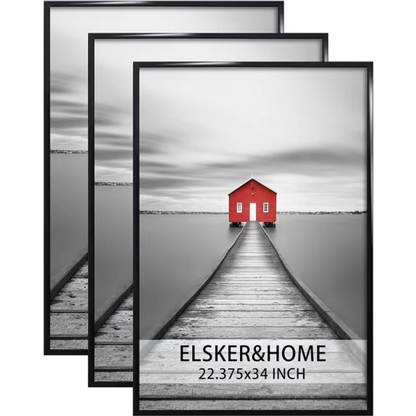 ELSKER&HOME 22.375 x 34 Poster Frame 3 Pack, Black Picture Frame for Horizontal or Vertical Wall Mounting