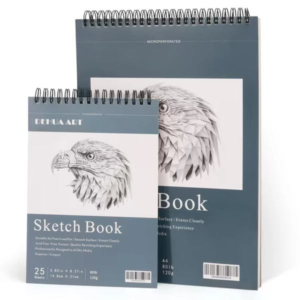 A4 & A5 Sketch Book Set of 2, 80 lb/120 gsm Top Spiral Bound Sketch Pad, 75 Sheets Thick Paper Hardcover Art Sketchbook for Drawing Sketching Painting Beginners Artists, A