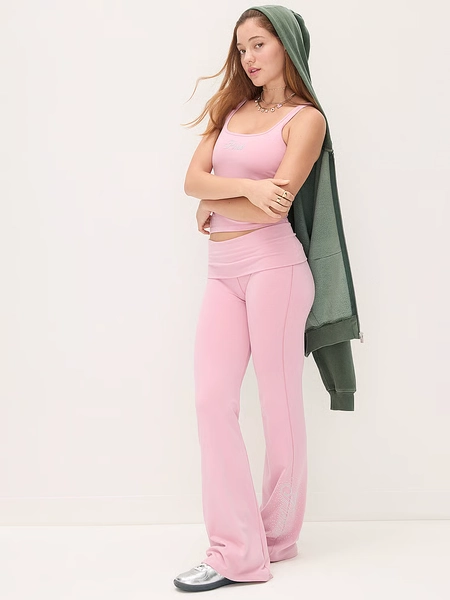 All-Day Cotton Foldover Flare Leggings