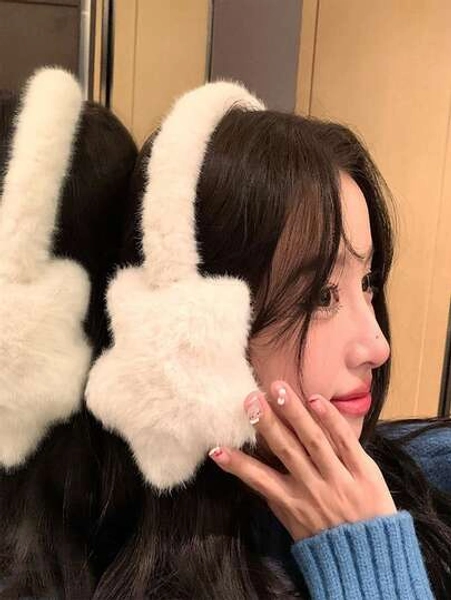1pc Fluffy Star Ear Muffs - Winter Warmth & Freeze Protection For Women, Fashionable & Versatile Casual Style, Delicate Anti-Frost Ear Covers