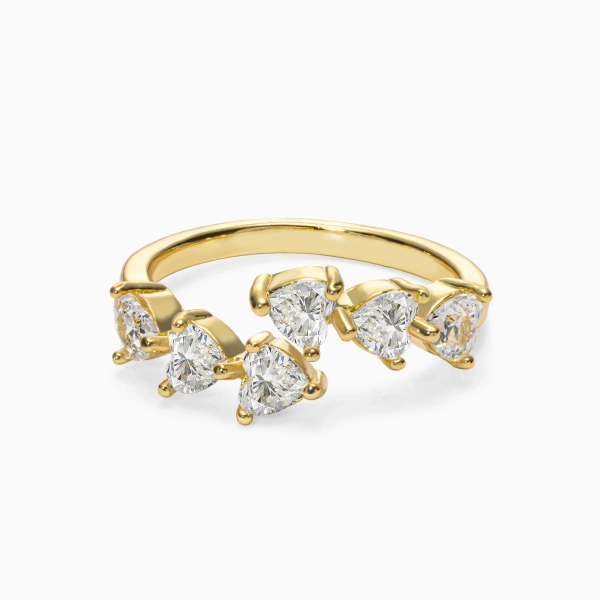Cluster Heart-Shape Moissanite Open Promise Ring