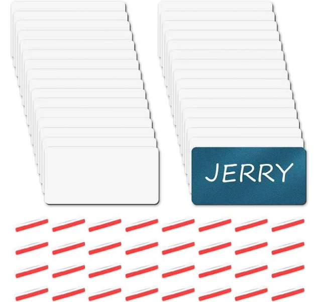 32 Pcs 1.5 x 3 inch Sublimation Name Tags with Self-Adhesive Badge Pins, Easy to Use, Customisable DIY Sublimation Badge Blanks ID Name Tags for