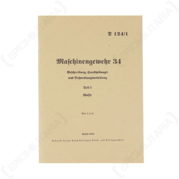 WW2 German MG34 Manual 1941