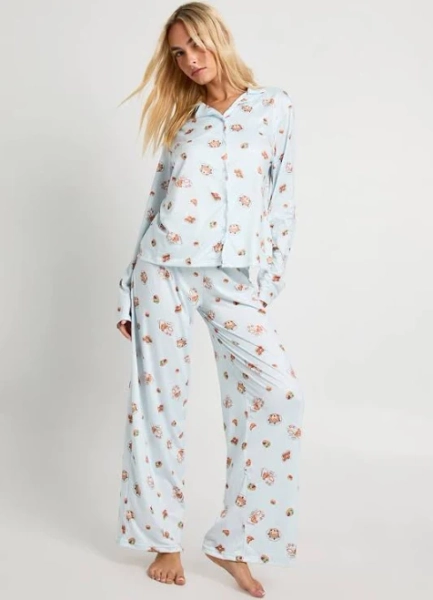 boohoo Women's Breakfast Print Long Sleeve Shirt & Trouser Pyjama Set
