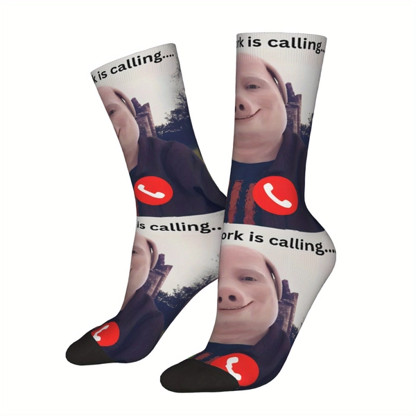 [Funny Socks] 1 Pair Funny Novelty Hip Hop Retro Unisex Compression Socks | Polyester 95% Elastane 5% 310g/m² Knit Fabric - Happy Crew Socks for Men and Women