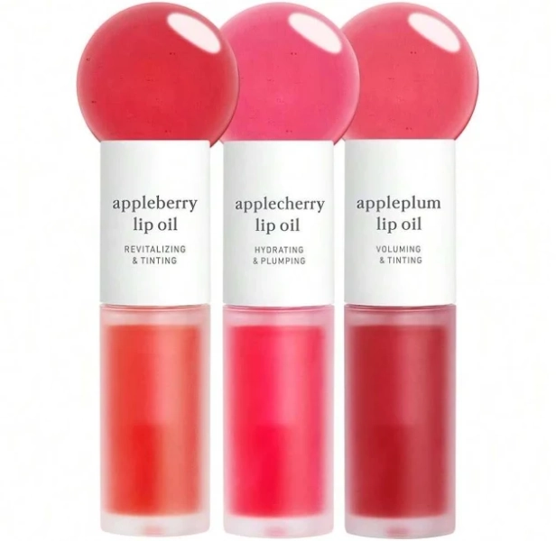 NOONI Korean Lip Oil Gift Set - Appleseed Lip Oil Trio, Tinted Lip Care, Hydrating, Lip Plumping, Long Lasting Moisture, Korean Vegan Makeup For Women