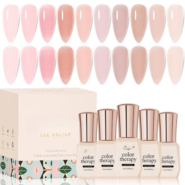 Nude Gel Polish Set 10pcs Sheer Milky White Pink Transparent Kit Uv Led Colors Varnish Art Diy Salon 7ml