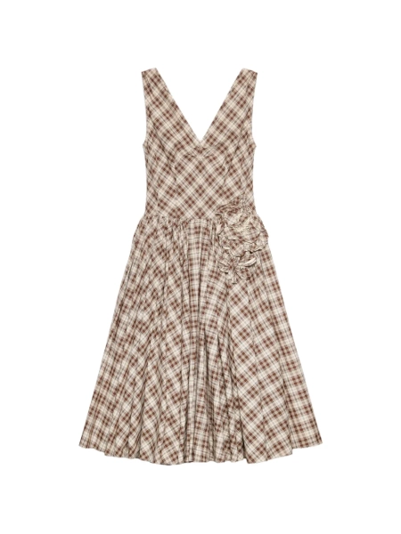 Prada robe en popeline brodée à carreaux | 40