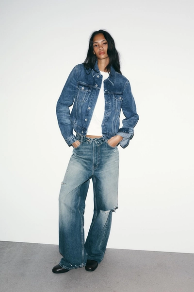JEANS CINTURA DOBLADA TRF TIRO MEDIO