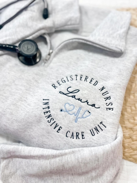 Custom Nurse Quarter-Zip Pullover - Personalized with Name, Credentials & Specialty, Great for All Healthcare Professionals, Nurse Week Gift