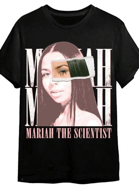 Women Men Mariah Scientist Rapper Young Hip-Hop Tee Tshirt, Women Tee Classic Free Thugs Print Round Neck Short Sleeve T-Shirt Vintage Streetwear Graphic Oversized Cotton Women Tops&High Street Printed T-Shirt