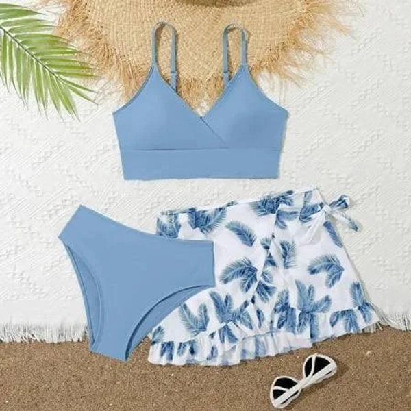 Aiouios Plus Size Bathing Suits One Piece Tween Girls Swimsuit Bathing Suit 3 Piece Floral Bikini Tops Shorts Skirt Swimming Suit Beachwear Summer