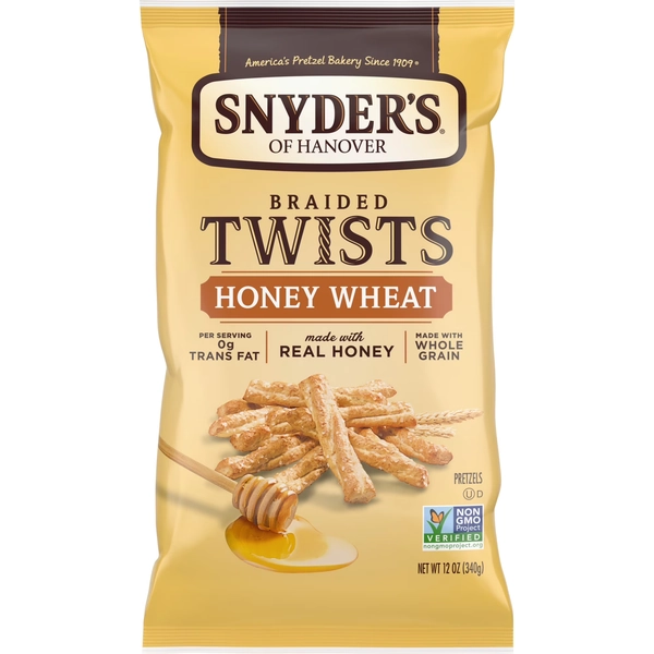Snyder's of Hanover Pretzels, Braided Pretzel Twists Honey Wheat, 12 oz - Walmart.com