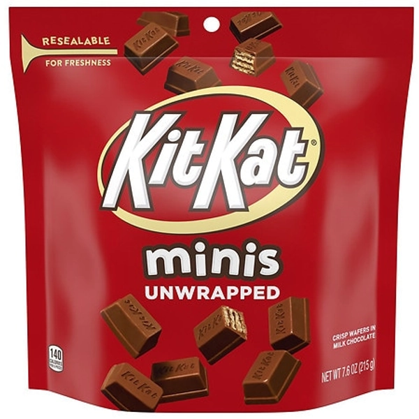 Minis Unwrapped, Wafer Candy Bar, Resealable Pouch Milk Chocolate