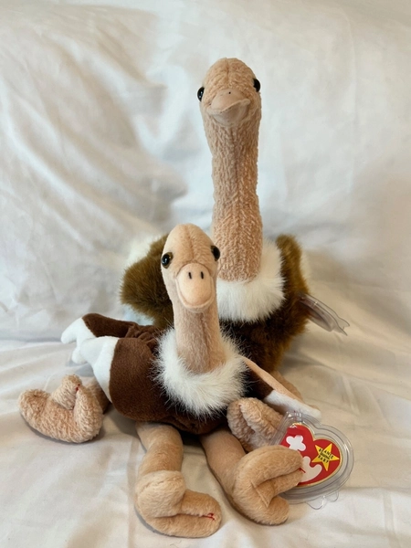 RARE Ty Beanie Buddy &amp; Beanie Baby Stretch the Ostrich Lot W/TAGS MINT CONDITION