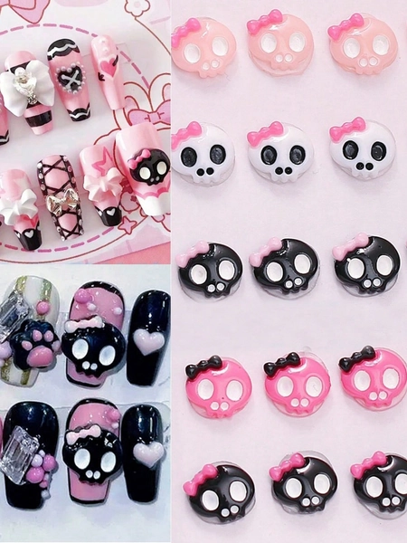 20Pcs Halloween Nail Charms 3D Skull Cartoon Nail Art Rhinestones Mixed Style Y2K Acrylic Nails Decoration Accessories Diy Manicure Supplies Tool Nail Gems