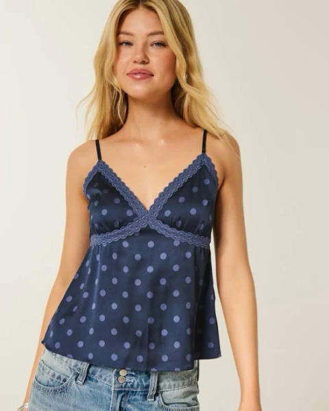 Hollister Women's Easy Lace-Trim Satin Cami