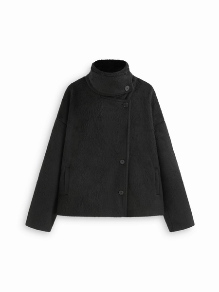 Wool-like fabrics Wool-look Mandarin Collar Long Sleeve Oversized Jacket For Daily Casual Work