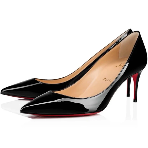 Christian Louboutin Women's Black Leather Kate 70 Patent Pumps