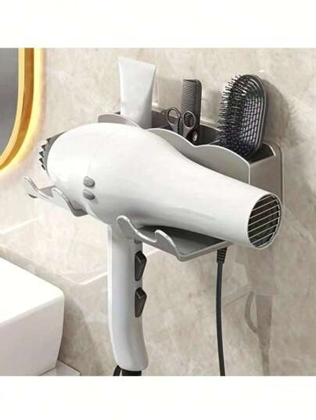 1/2Pcs Wall-Mounted Hair Tool Organizer Storage Rack For Curling Irons, Combs And Straighteners, No Drilling Bathroom Organizer, Hair Tools Organizer Box, Bathroom Accessories, Room Decor