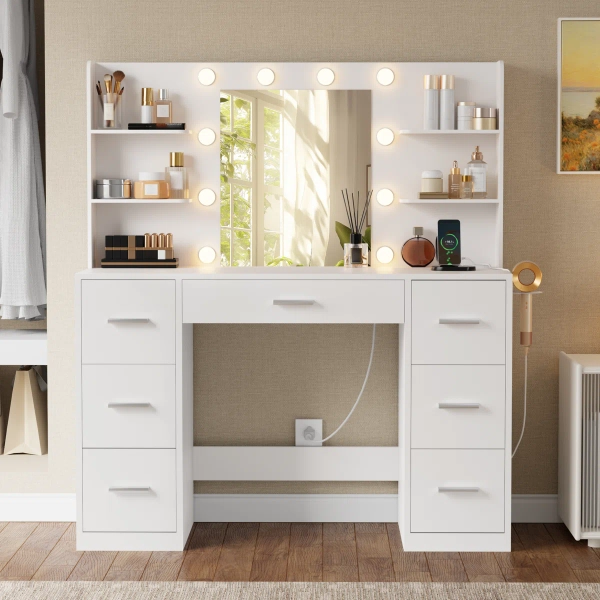 Ragin Makeup Vanity With Usb Power Outlet And 3 Modes Adjustable Brightness Light