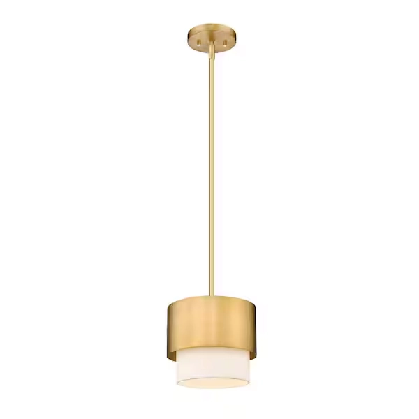 Unbranded Counterpoint 1-Light Modern Gold Pendant Light with White Fabric Shade with No Bulbs included 495P7-MGLD