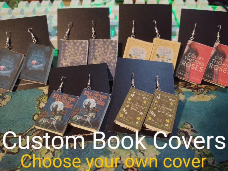 Custom Mini Book Earrings