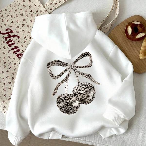 [Y2K Leopard Print] Y2K Leopard Print Hooded Sweater | A-Line Dress Up & Casual Long Sleeve Blouse, Machine Washable for Young Students