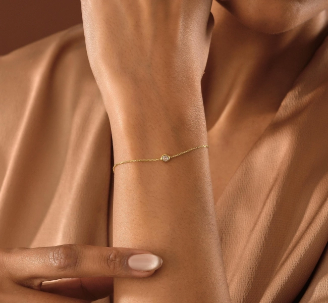 14K Gold Diamond Station Bracelet , Diamond Bezel Bracelet , Diamond Bracelet , Bracelets for Women , Gold Bracelet ,Dainty Diamond Bracelet