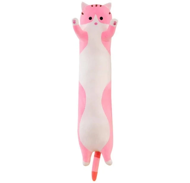 Kawaii Sausage Cat Plush Toy, Pink / 43in (110cm)