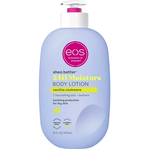 eos Shea Better 24H Moisture Body Lotion, Vanilla Cashmere, for Dry Skin, 16 fl oz