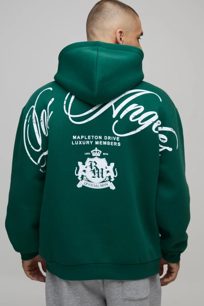 Forest Oversized Los Angeles Over The Seam Printed Hoodie