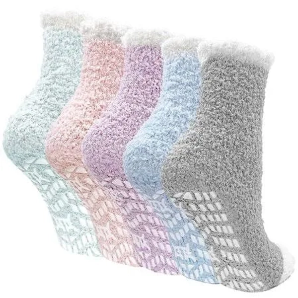 Women's Fuzzy Fleece Slipper Socks (5 Pairs)