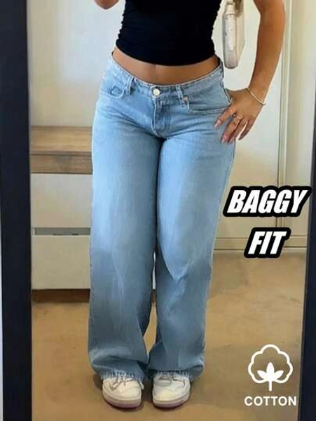 MYOURSA Baggy Low Rise Wide Leg Jeans For Women Washed Vintage Distressed Streetwear Y2k School Outfits