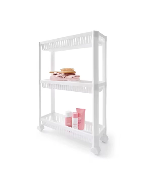 3 Tier Plastic Trolley - White - White - One Size