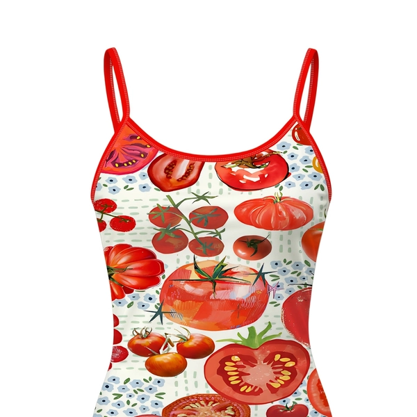 Tomato Pattern Camisole, Women's Summer Printed Sleeveless Top, Fashionable Casual Style
