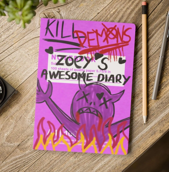 Zoey's Demon Insult Notebook, K-pop Demon Hunters Softcover Journal, Zoey's Diary, Zoey's Notebook, K- Pop Demon Hunters Stationary