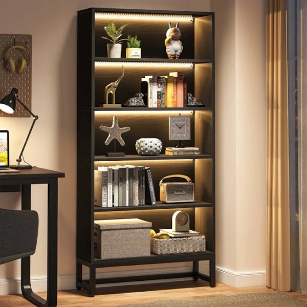 Wade Logan Glasford 70.8” Tall 5-Tier Storage Display Shelf Bookcase