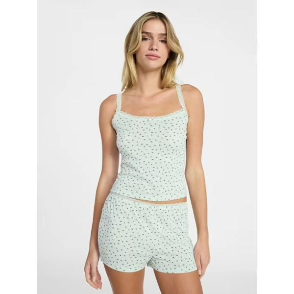 No Boundaries Sleep Pointelle Cami and Shorts Set, 2-Piece, Women’s XXS-3X
